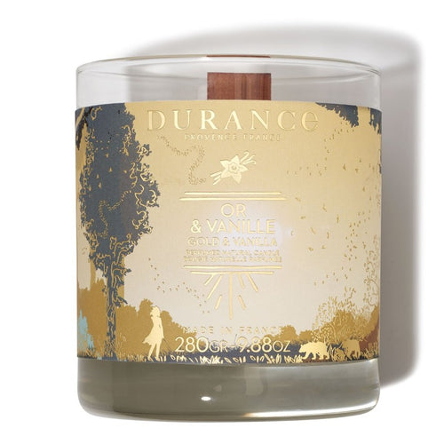 Bougie Mèche Bois Parfumée Or et Vanille - 1